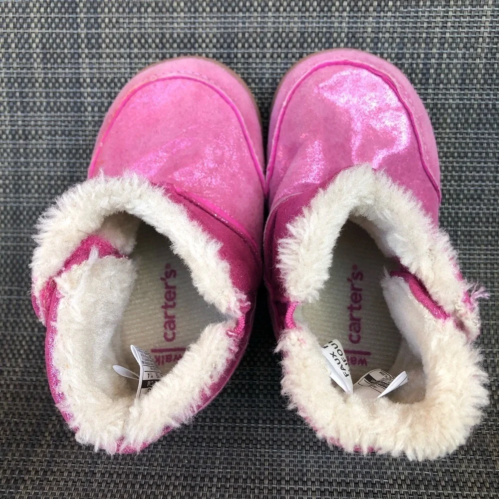 Carter's Every Step Stage 3 Girl's Sparkly Pink Leather Boots Shoes Size:4